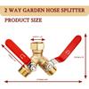 Garden Water Hose Splitter - RV Water Splitter 2 Way Heavy Duty Brass Spigot Hose Splitter - Outdoor Y Hose Bib 2 Valves With 2 Extra Rubber Washers