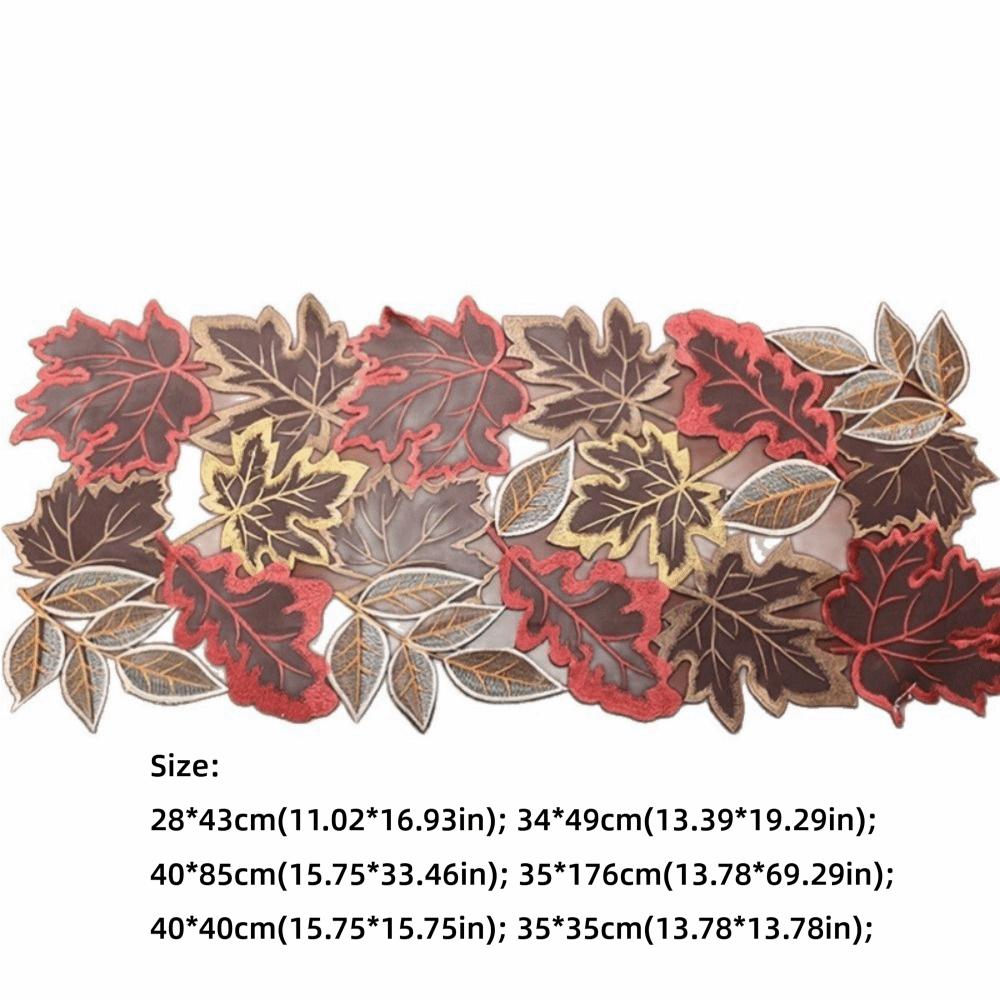 Leaf Pattern Tabletop Placemat Maple Leaf Table Mat Embroidered Table Runner Thanksgiving Day