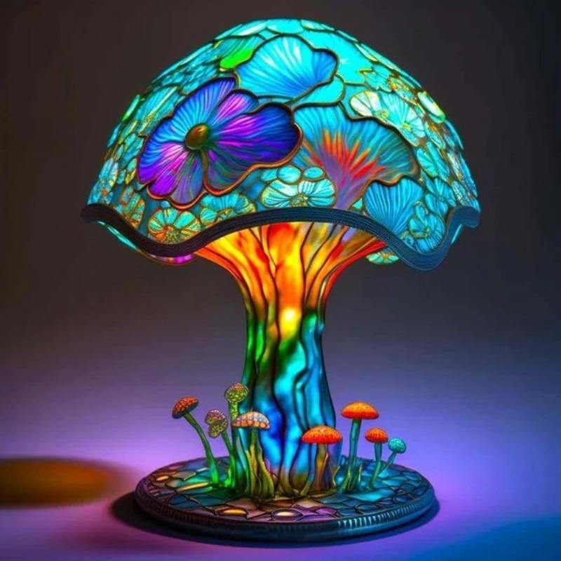 Seven-color Mushroom Lamp Luminous Decorative Items Home and Courtyard Design Decoration Resin Process