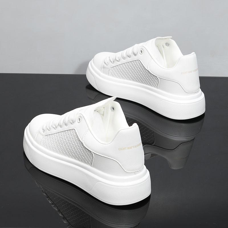 Spring McQueen platform leather black tail casual board shoes muffin heightening sports dad shoes 2 38
