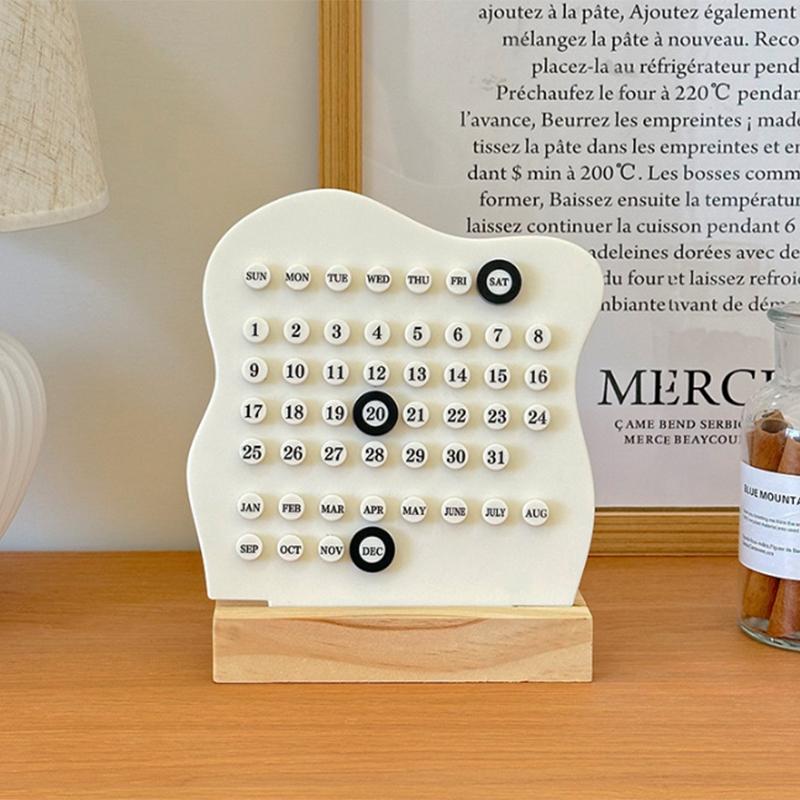 1 stk Tre Evighetskalender Montessori-kalender Søt Bordkalender Justerbar Uke Måned Dato Visningskalender Hjemmekontor Skrivebord