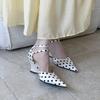 Sandali Eleganti alla Moda da Donna in Raso con Punta Acuta e Zeppa a Pois Stile Francese - Perfetti per l'Uso Quotidiano