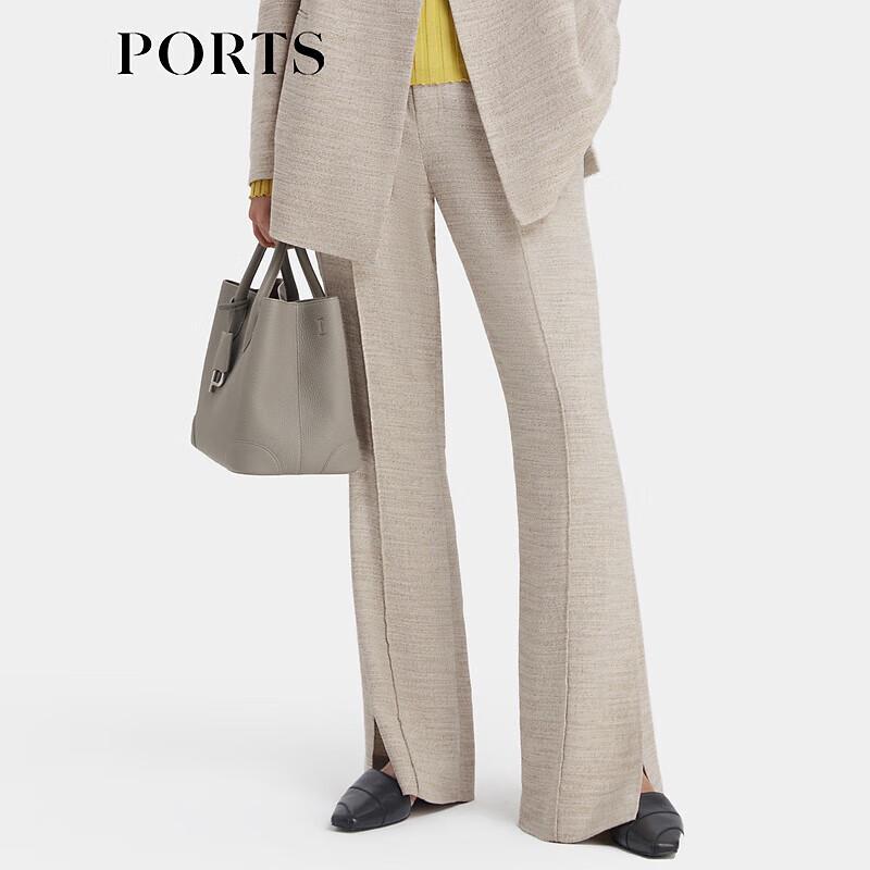 PORTS Women's Grey Marl Wide-Leg Trousers