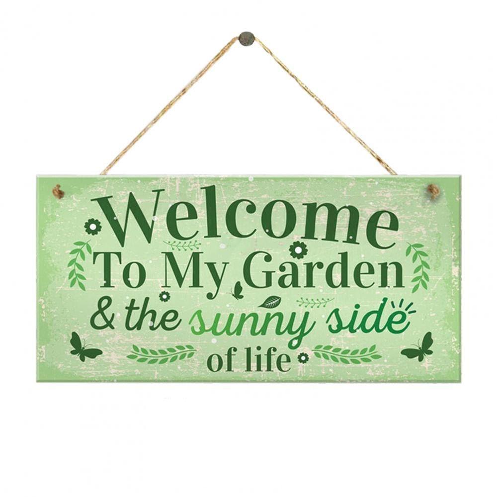 Letter Printed Garden Wooden Sign Handmade Door Hanging Decor Welcome To My Garden Sign Party