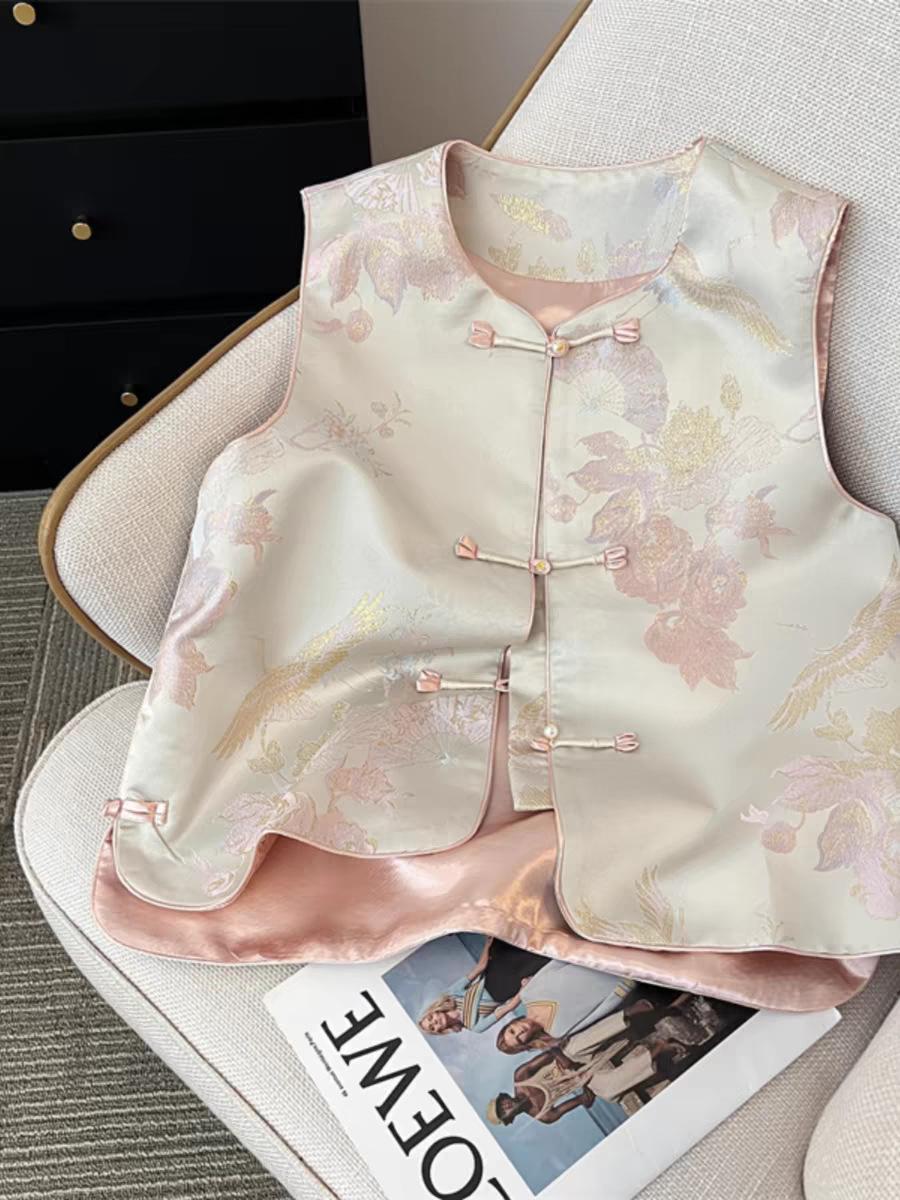 

Жилет с круглым вырезом на пуговицах без рукавов жилет топ жилет женский верхняя одежда 3XL [recommended 138-75 kg] абрикосовый