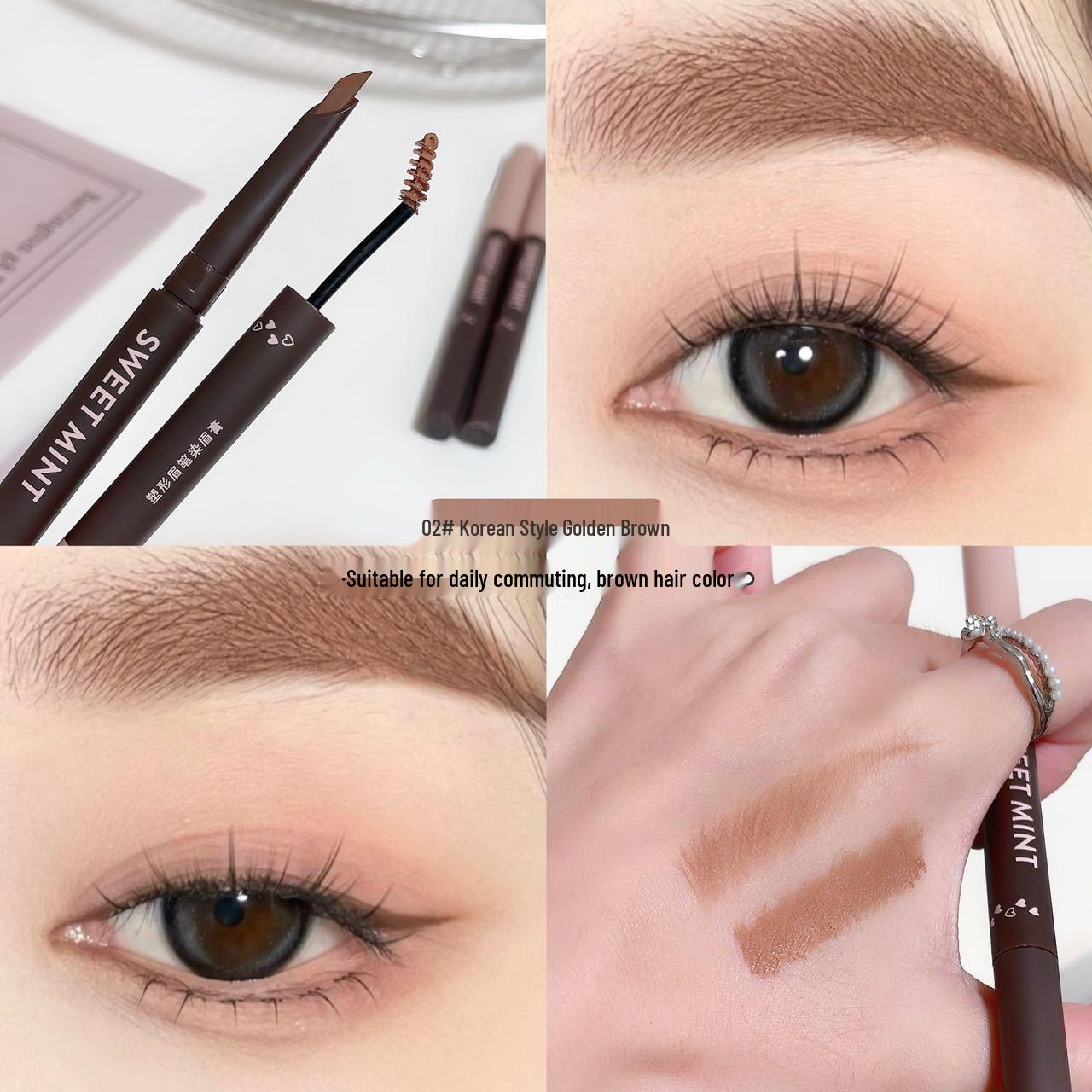 

Sweet Mint 2-in-1 Eyebrow Pencil & Mascara: Waterproof, Sweatproof, Natural, Voluminous, Defined Strokes for Wild Eyebrows.