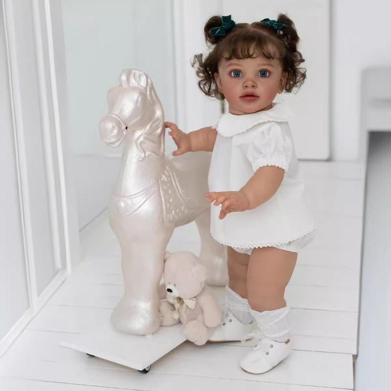 Huge Size 26 Inch Cuddly Simulation Baby Doll PIPPA Beautiful Princess Reborn Toddler Dolls Finished with 3D Painted Skin Soft Cloth Body Newborn Doll