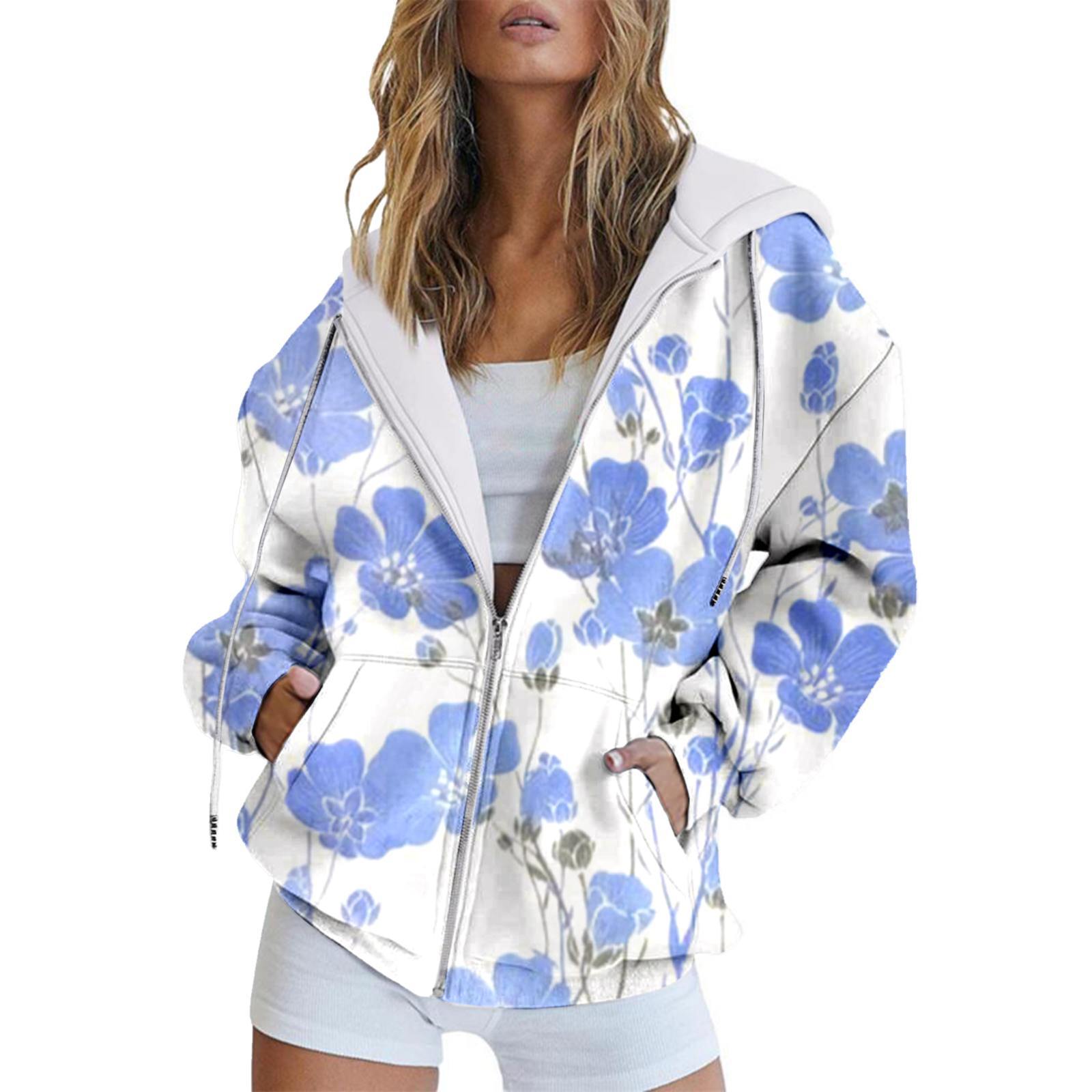 Карманный цифровой европейский и американский стиль минималистский темперамент мода на растительные цветы толстовка с капюшоном на молнии с длинными рукавамиMC4 5XL 1730₽