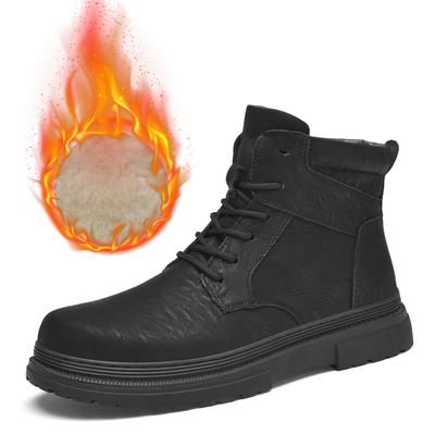 Fashion Warm Winter Men Leather Shoes Rubber Waterproof Ankle Boot Outdoor Comfortable Work Fur Snow Boots for Men