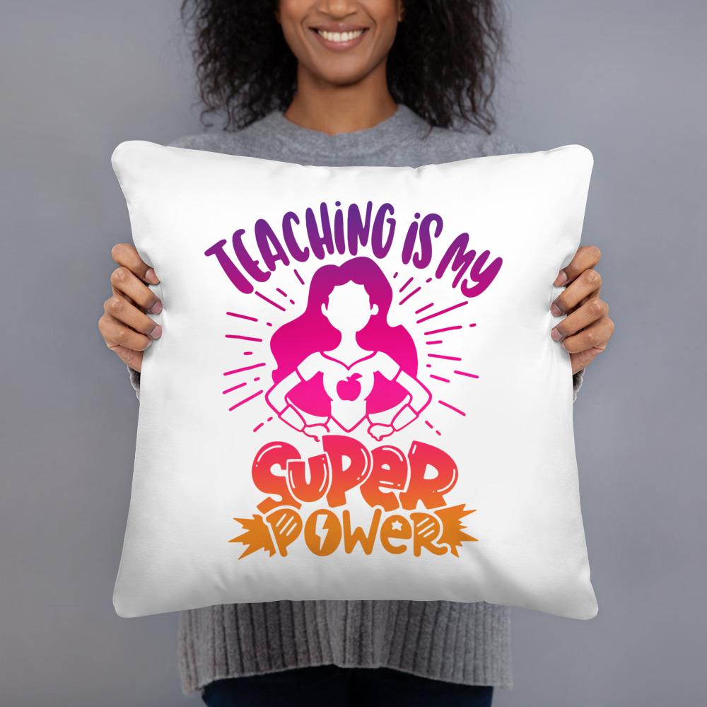 I’m A Teacher What’s Your Superpowerr Teacher's Day Pillow Case Cushion Cover Bedroom Party White Square Pillow Case Decoration