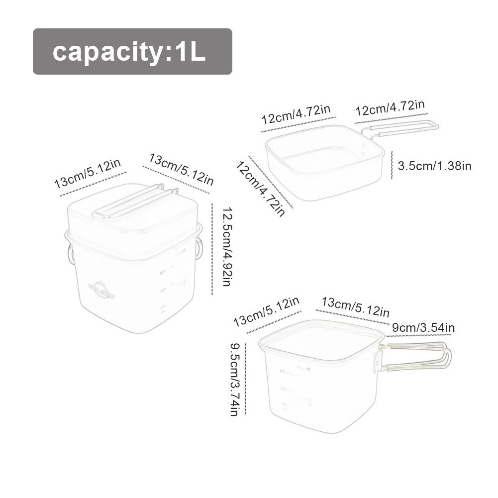 Camping Cookware Mess Kit Barbecue Hiking Included Carry Bag Compact Camp Backpacking Versatile Frying Pan Square Pot and Pan