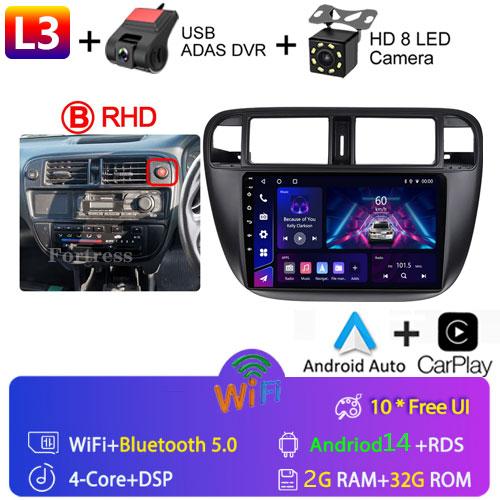Android 14 Carplay Auto For Honda Civic 1996 1997 1998 1999 2000 2001 Multimedia Car Radio Player 4G Stereo 2 Din Tape Recorder