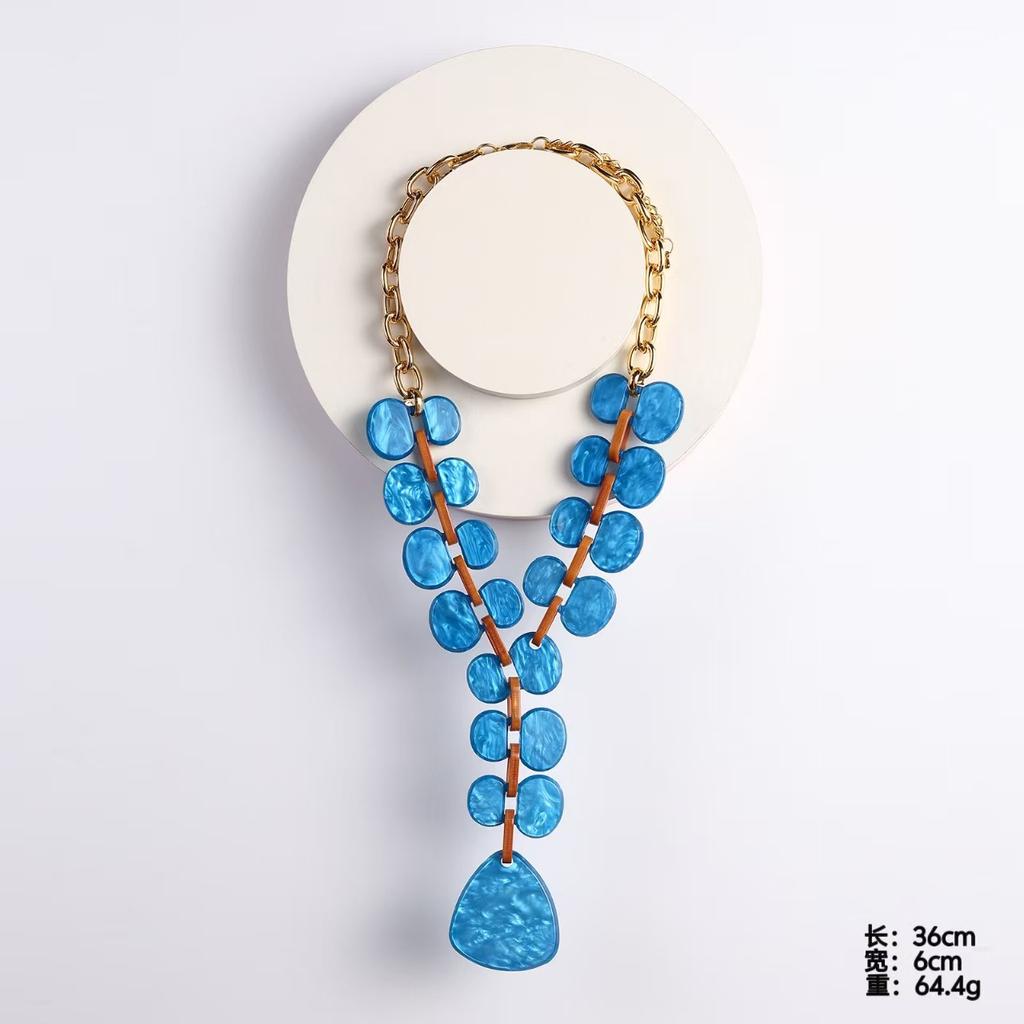 Trendy High Quality Colorful Acrylic Resin Big Long Necklace For Women Party Holiday Jewelry Exaggerated Choker