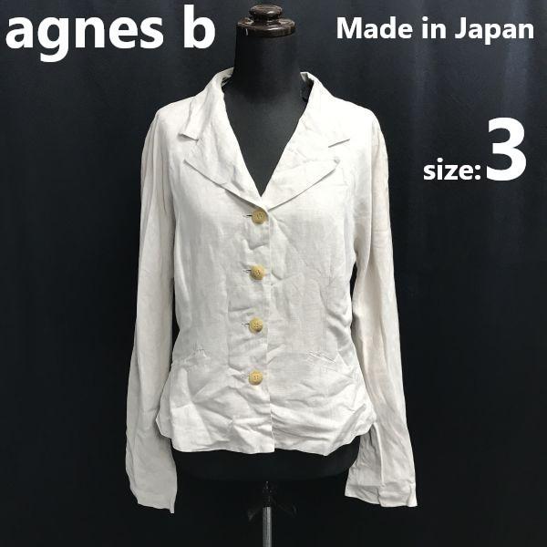 

Б/У/agnes b. Летний пиджак из смесового льна бежевый размер 3 (Женский L) Сделано в японии