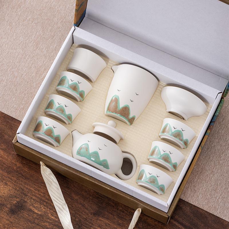 High-end hand-painted Kung Fu tea set, Xi Shi teapot cover bowl to make tea, teacup light luxury business gift box, gift.