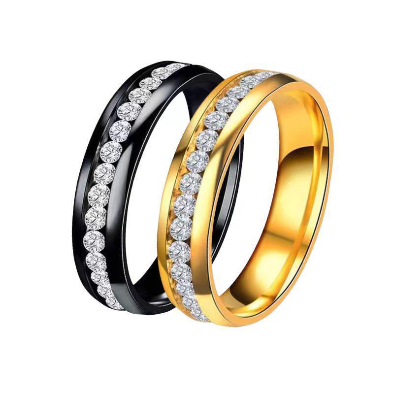 Špičkový dámský prsten z nerezové oceli s diamanty - Lehký luxusní titanový šperk