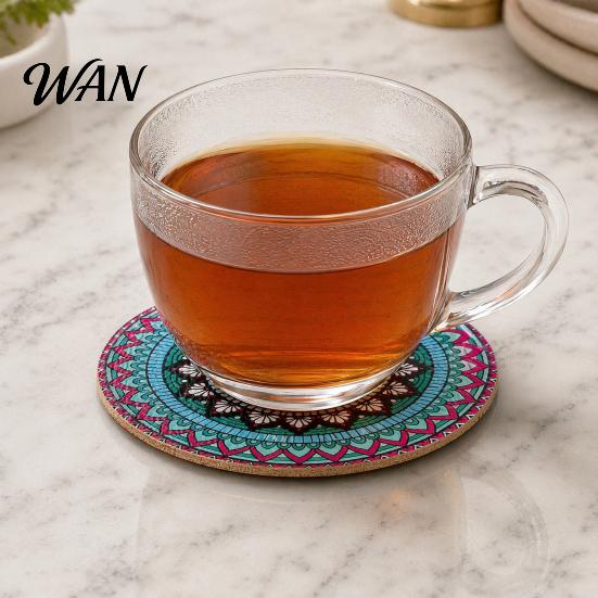 Non-slip Cup Coasters 8PCS Coasters, Colorful Wood with Non-Slip Heat Insulation Set Waterproof Drink Holder, for Home Office Dining Table Decorative