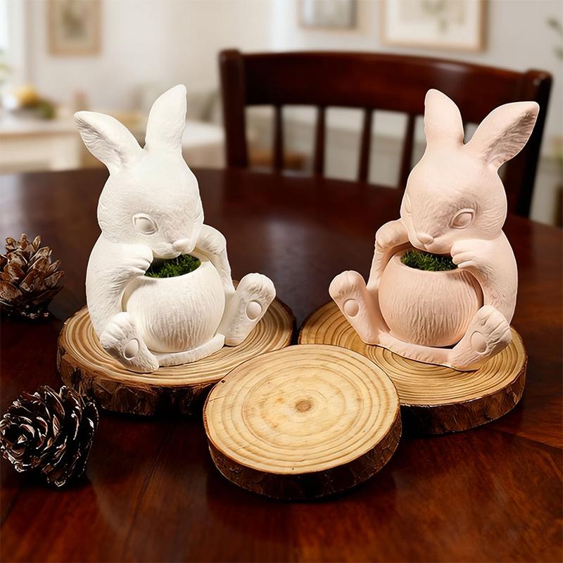 2-Piece Easter Bunny Silicone Mold DIY Cute Animal Basket Hollow Rabbit Soy Wax Silicone Molds Kit Bunny Candle Holder
