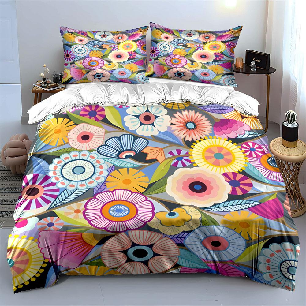 Floral Pattern Home Decor Set Multiple Sizes Kid'S And Adults' Bedroom Exquisite 3Pc Bedding Set, Gift