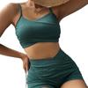 2022 Ribbed High Waist Split Bikini Boyleg Swimsuit for Women