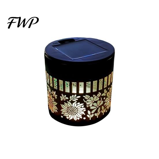 Metal Pattern Solar Lights Wall Light, 7 Color Changing Fence Outdoor Projection Seven LED Lamp, Waterproof Garden Lamp for Yard Patio Backyard Decor