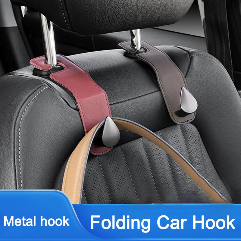 Leather Car Seat Back Hidden Hook Hanger Bag Storage Holder For Porsche Cayenne Panamera Macan Boxster Cayman 718 911 Sticker CVE1