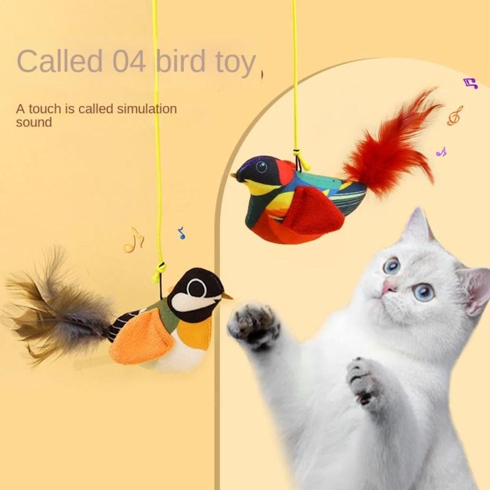 Vivid Chirping Interactive Bird Cat Toys Electronic Bird Fun Attract Cat Toy  for Indoor Cats