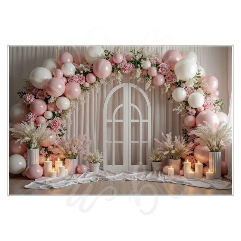 Birthday, Wedding and Engagement Party Backdrop Fabric, Luxurious Curtains, Gauze Drapes, Flowers, Photo Backdrop Fabric