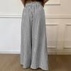 Women Pants with Pockets, Casual Wide Leg Trousers with Elastic Waist, Loose Fit Striped Print Pants for Everyday Wear