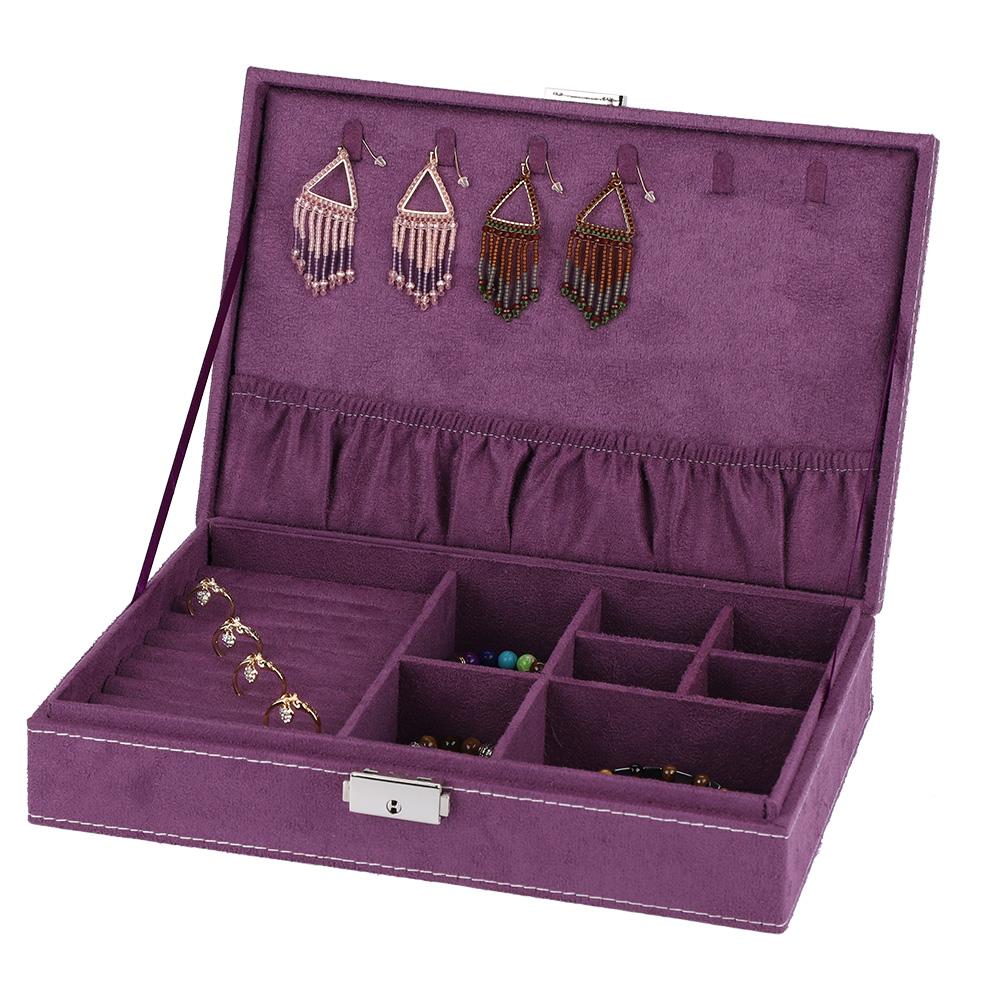 High Capacity Jewelry Earrings Rings Bracelet Necklace Box Organizer Storage (Purple)