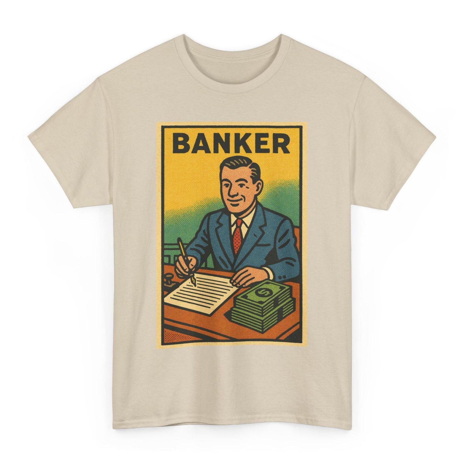Banker T-Shirt: Retro Comic Funny Finance Gift XL