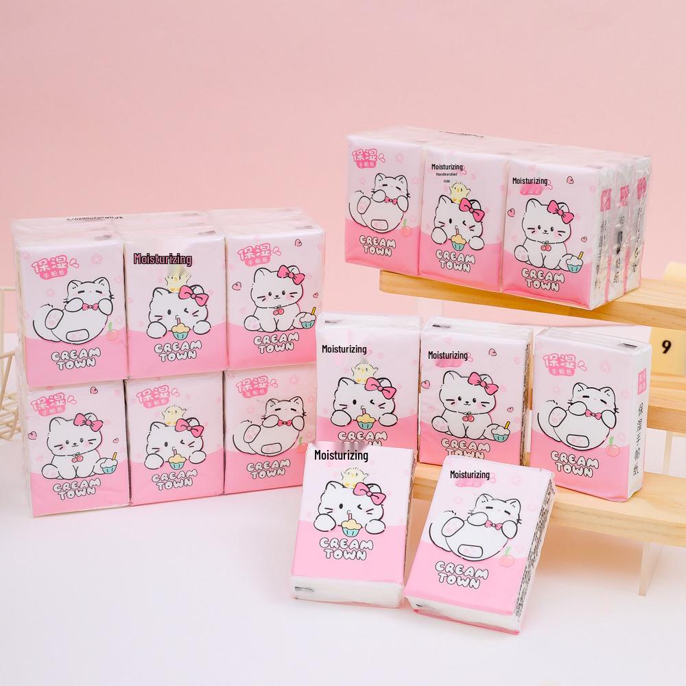 4-Ply Cream Handkerchief Tissues, 7 Sheets per Pack - Portable Pocket-Size Facial Tissues