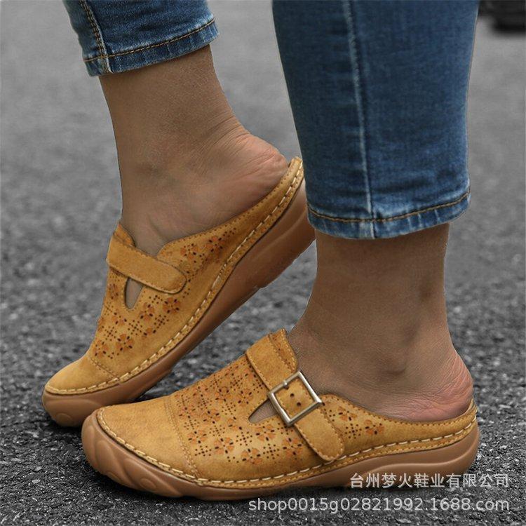 Women's shoes five-finger sole hollow bag head buckle sandals comfortable flower women's slippers