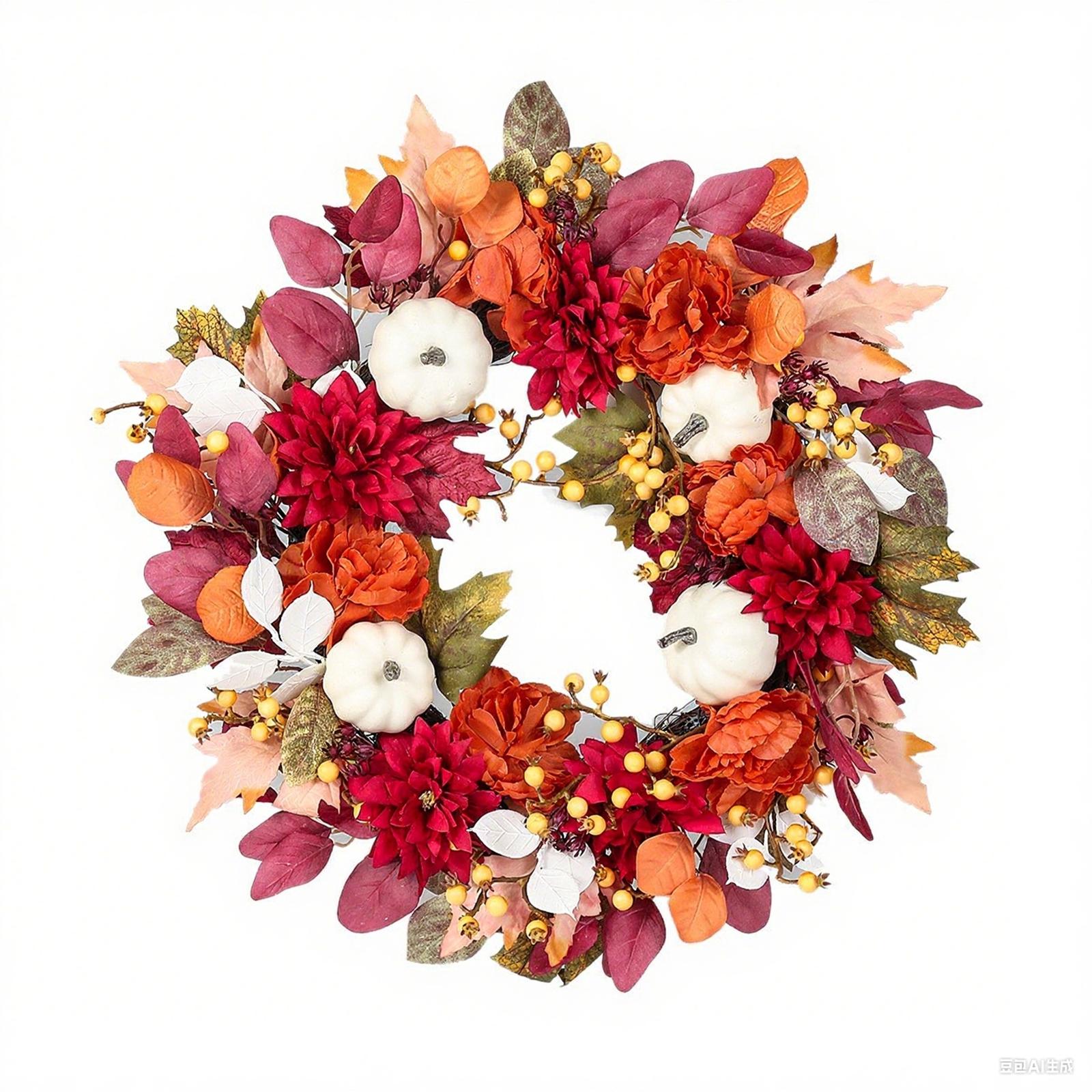 

Имитация тыквы, Домашний День благодарения, Кленовый лист, Имитация ротанга, Фестивальное украшение на дверь. One Size оранжевый