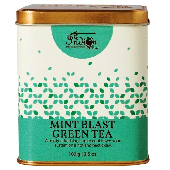 The Indian Chai - Mint Blast Green Tea 100g with Peppermint, Spearmint, Licorice and Fennel Seed for Digestion