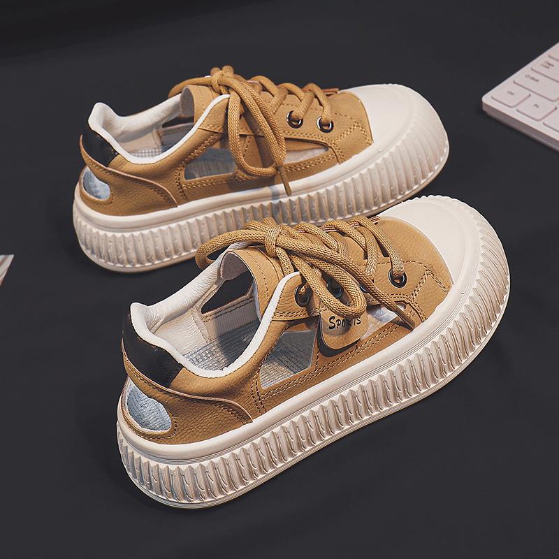 

Туфли бисквитно-белого цвета, женские новые летние тонкие туфли с низким верхом, внутренняя юбка, повседневные суперпопулярные туфли на платформе 35