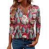 Women's Casual Fashionable Sexy Comfortable V-Neck Christmas Three-Quarter Sleeve Top