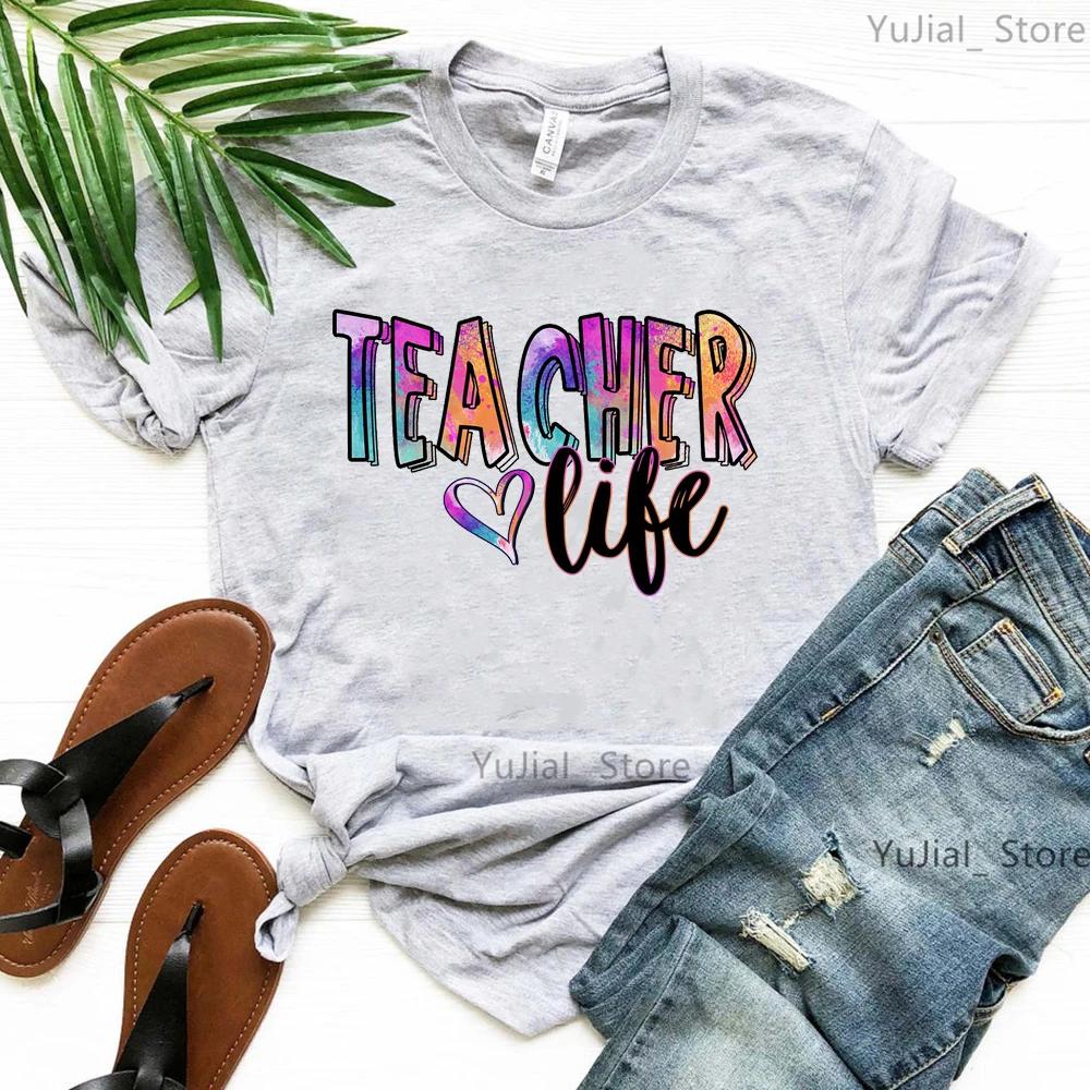 

Жіночі сорочки для вчителів, які надихають, Teach Love Inspire Shirt Back To School Tee Футболки з подякою для вчителів, повсякденні топи L