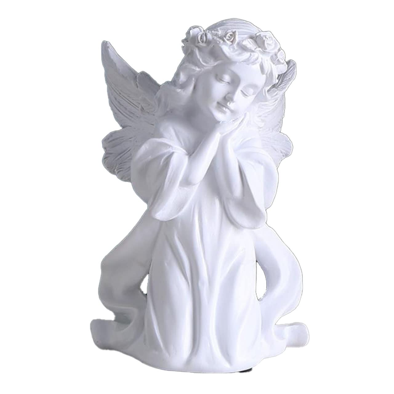 [bellarino] Angel Figurine, Ornament, Praying Angel, Interior Decor, Peace, Praying Angel Statue, Gardening, Craft, Gift, Present, Resin, White (C)