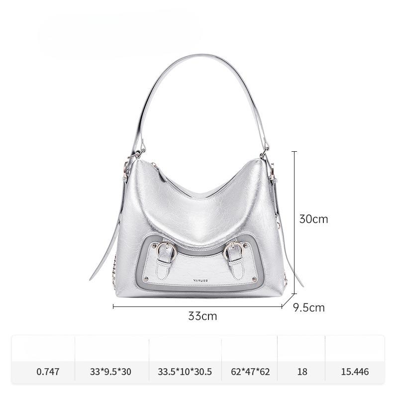 

Niche Design Fashion рюкзак на одно плечо для женщин женская сумка кожаная косая сумка-рюкзак Span серебряный