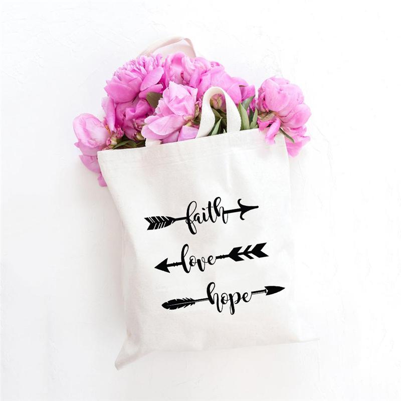 Women Canvas Shoulder Bag Canvas Shopping Bag Eco Letter Flower Handbag Tote Bag Book Bag Reusable Grocery Ladies Shopper Bags