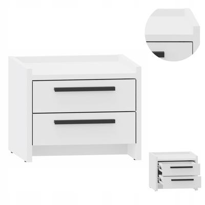 Altivo 2Sn White Bedside Table, 2 Low Drawers, Small Chest Of Drawers