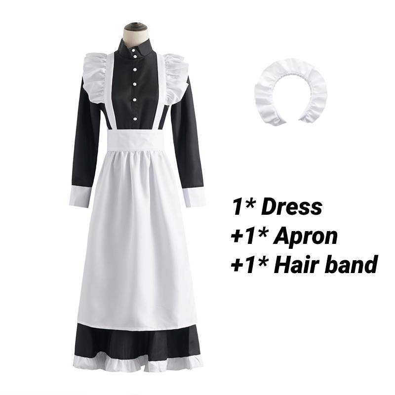 

Костюм горничной Униформа Косплей Костюм Вечеринка Платье Девушка Черный Белый Размеры Разные M