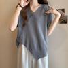 Women's Short Sleeved T-shirt for Summer Loose and Slimming Irregular and Versatile Top