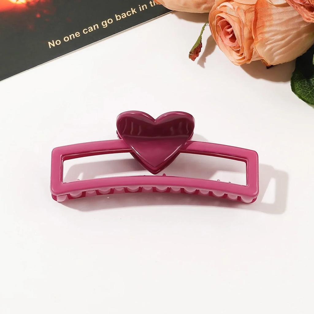 5.1in/3.3in Dopamine Colorful Love Heart Geometric Hair Claw for Women Large Size Shark Clip Thick Thin Hair Accessories Summer