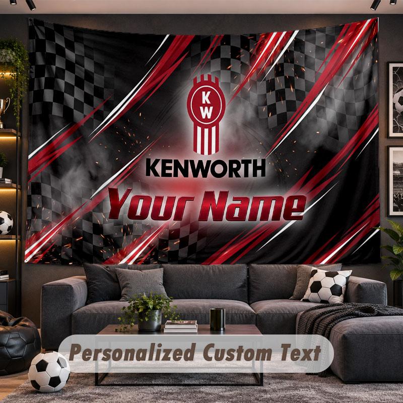 Wall Hanging Tapestry Custom NameKenworth Pattern Personalized Printed Fabric Wall Decor
