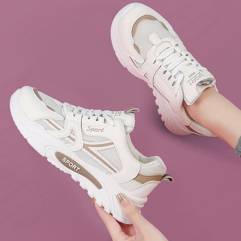 2025 Spring/Summer Lace-Up Mesh Dad Shoes: Ultra-Light, Thick-Soled, Soft Casual Sports Running Shoes for Students