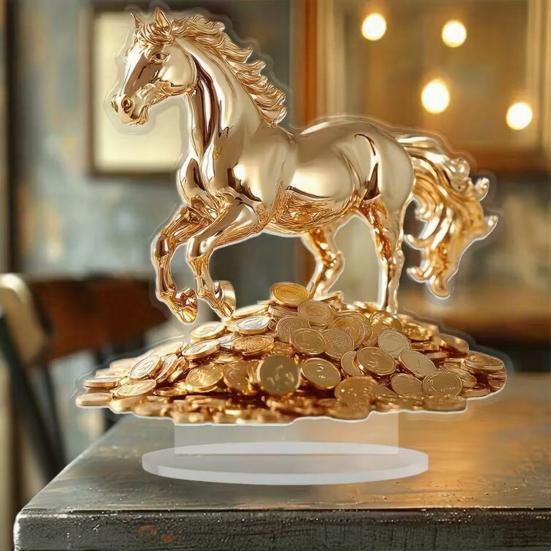 Acrylic Horse Sign Tabletop Decoration 2D Flat Desktop Ornament for Home Office Living Room Shelf Fireplace