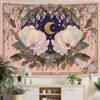 Floral Moon Magnolia Tapestry Vintage Celestial Flower Print Wall Hanging For Bedroom Living Room Boho Aesthetic Decor