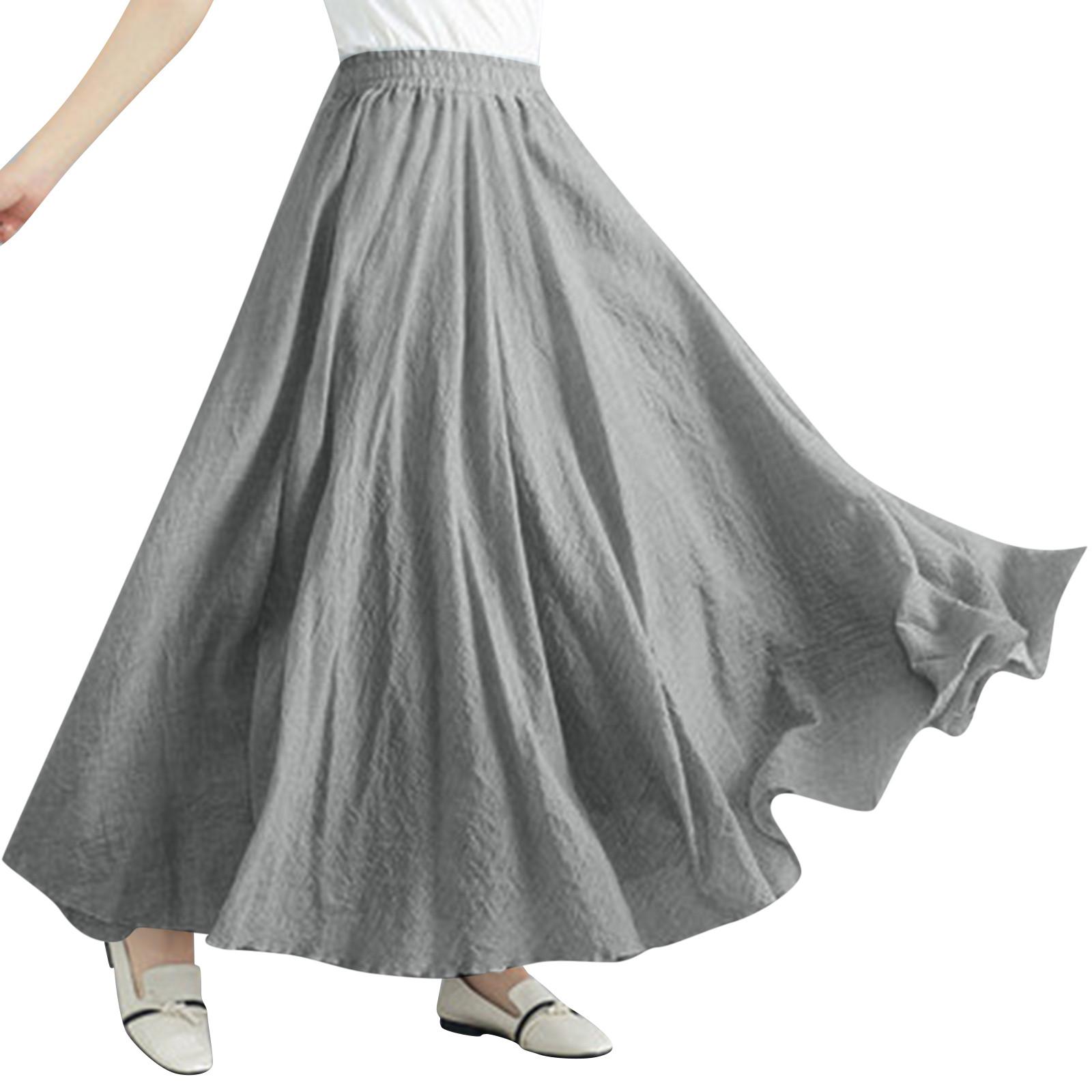 

Женское повседневное платье, элегантная однотонная длинная юбка, эластичная талия, струящаяся длинная свободная юбка M
